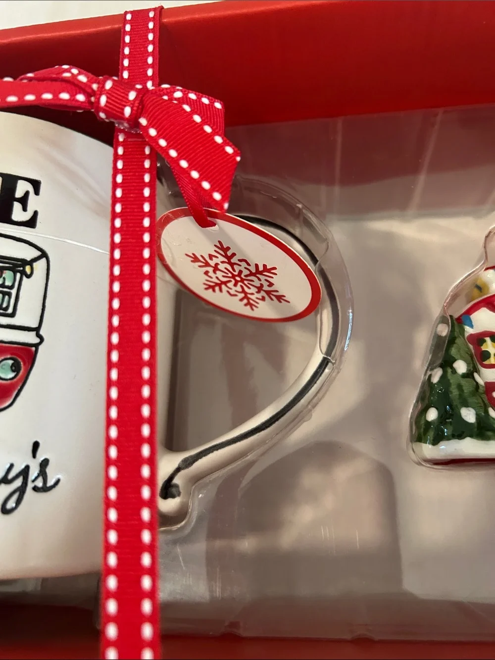 Spectrum Christmas RV CAMP Mug & Matching Ornament Holiday Gift Box Set Blue NWT